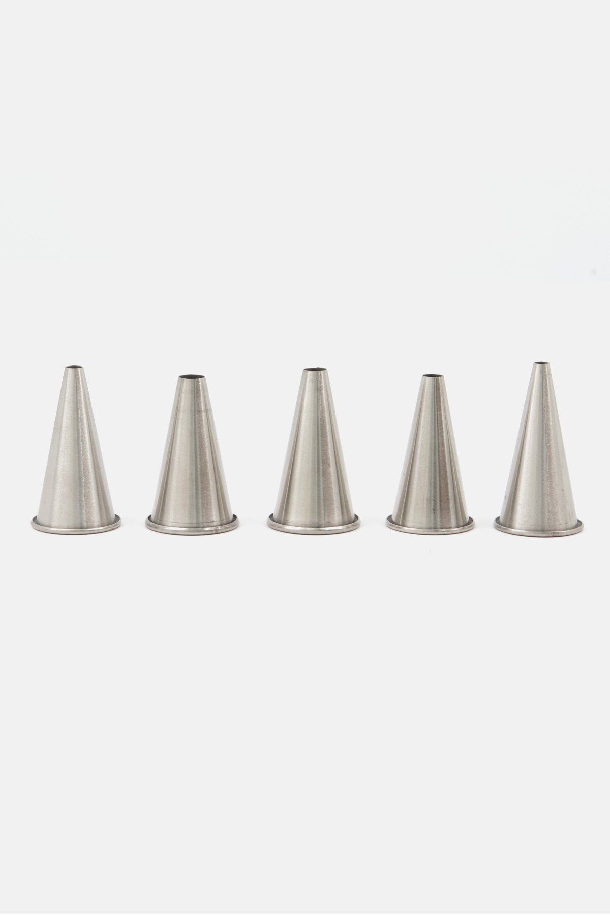 FACKELMANN-5 Pieces Stainless Steel Cake Decorative Piping Nozzles, Silver 1