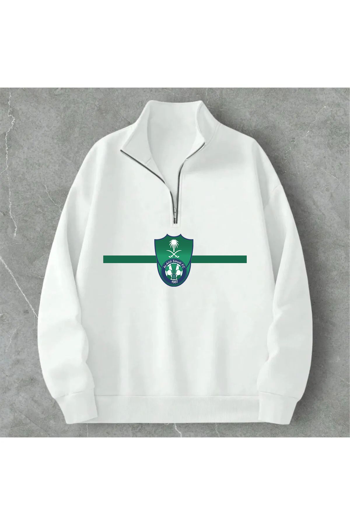 Pisa Art Al Ahli Minimalist Özel Tasarım Yarım Fermuarlı Taraftar Sweatshirt