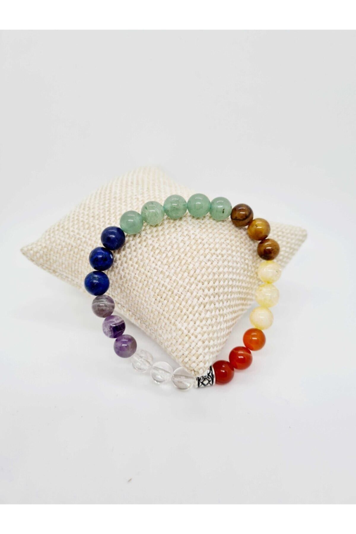 Gümüştel-7 Chakra Natural Bracelet - Crystal Quartz, Amethyst, Lapis Lazuli, Aventurine, Tiger Eye, Citrine, Agate 3