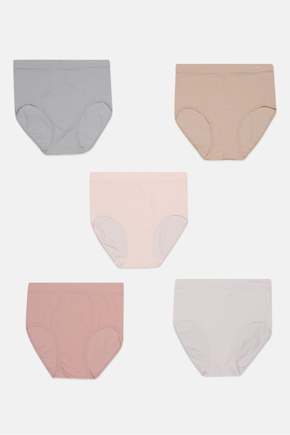 Tahari-Women 5 Pcs Brand Logo Pull On Briefs, Grey/Light Pink Combo 1