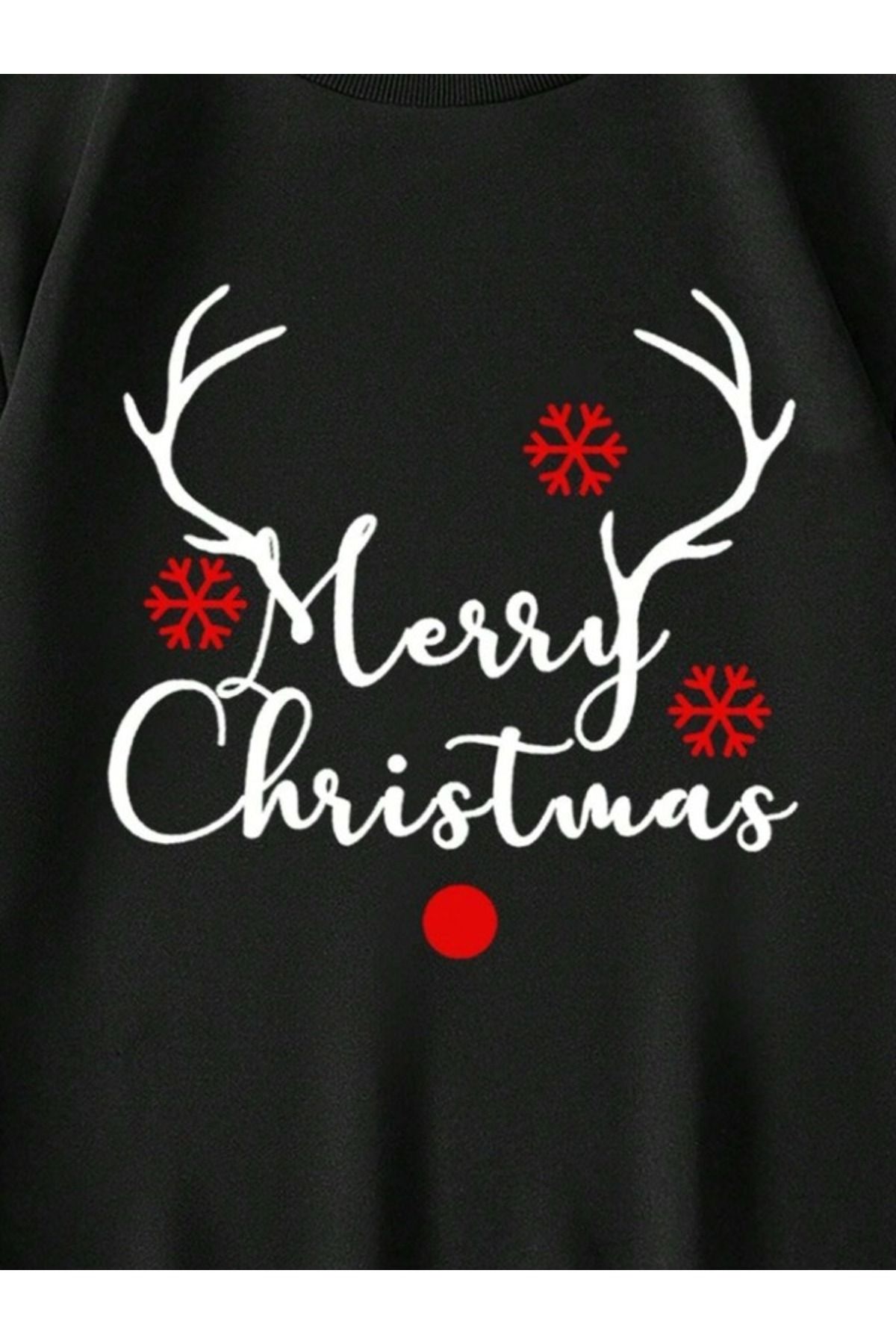 AFROGİYİM-Christmas Special Unisex Couple Combination Deer Horn Merry Chrismis Printed Oversize Sweatshirt 3