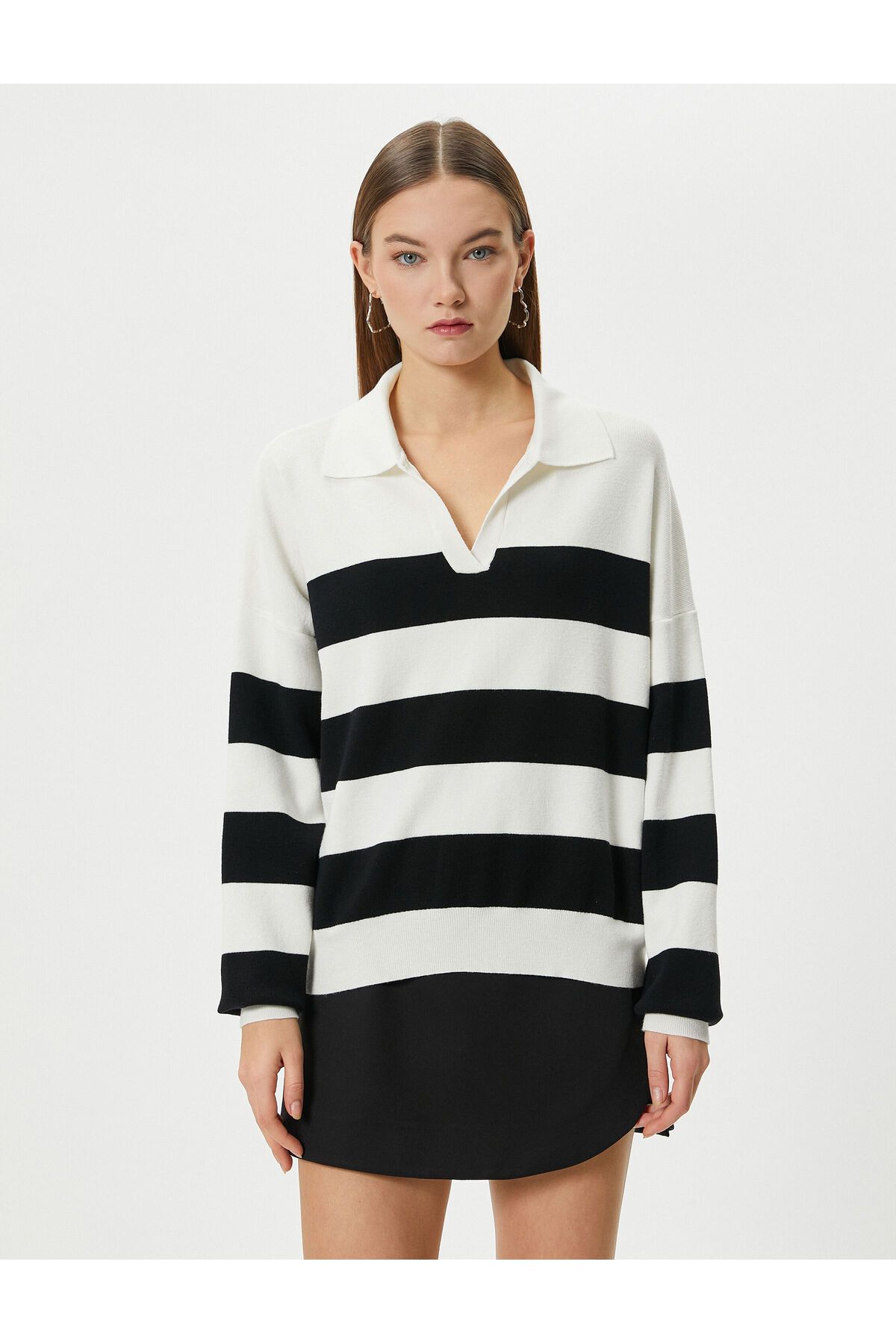 Koton-Polo Neck Knitwear Sweater V-Neck Soft Textured 3