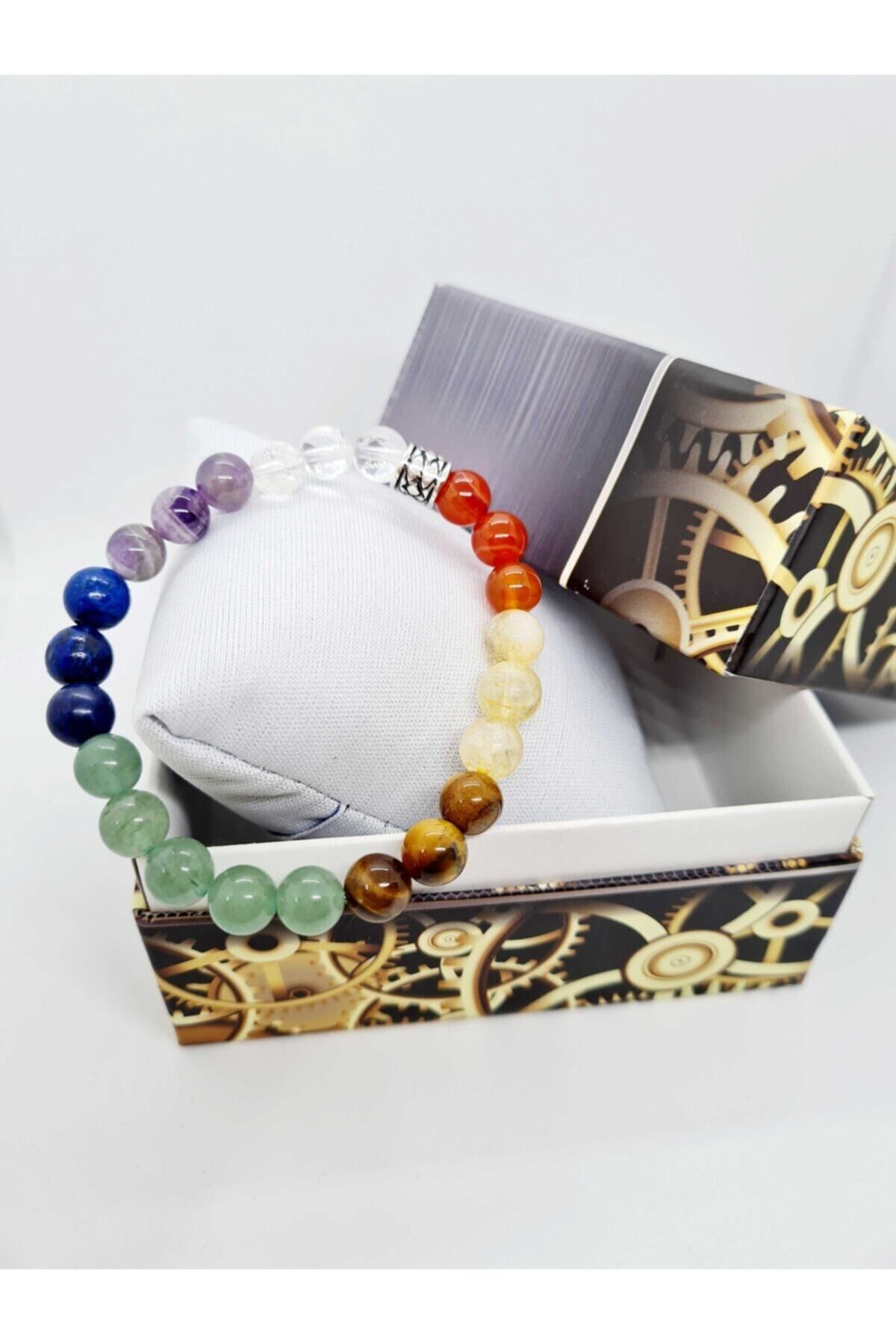 Gümüştel-7 Chakra Natural Bracelet - Crystal Quartz, Amethyst, Lapis Lazuli, Aventurine, Tiger Eye, Citrine, Agate 2