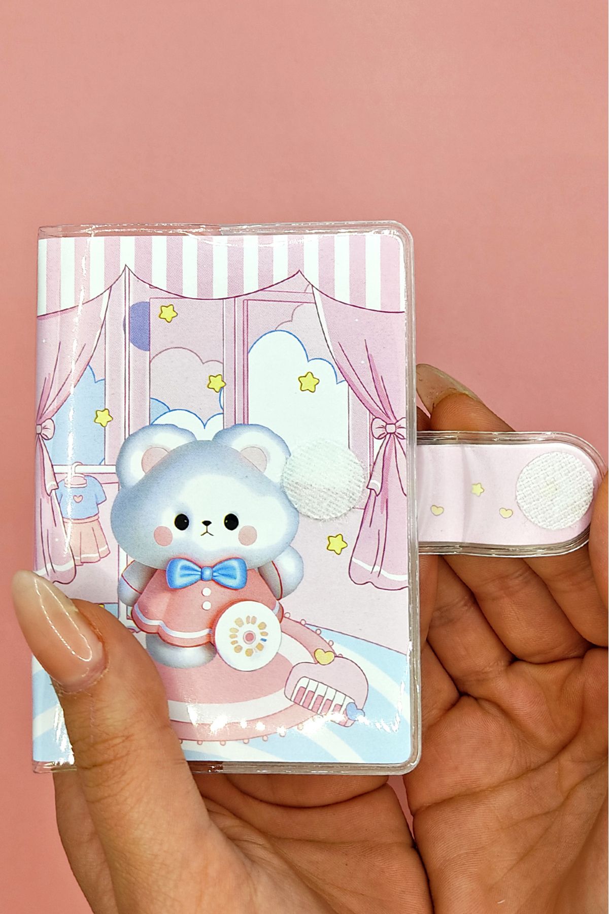 Limmy-Teddy Bear A7 Notebook, Snap Pocket Notebook - Pink 3