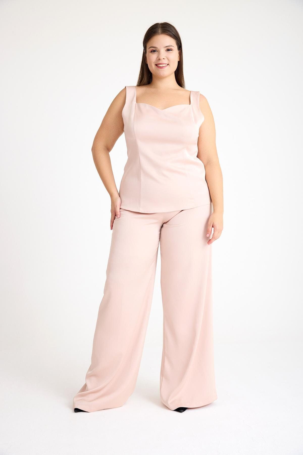 MAXXE-5903Psat Satin Pants Suit with Pairet Jacket 5