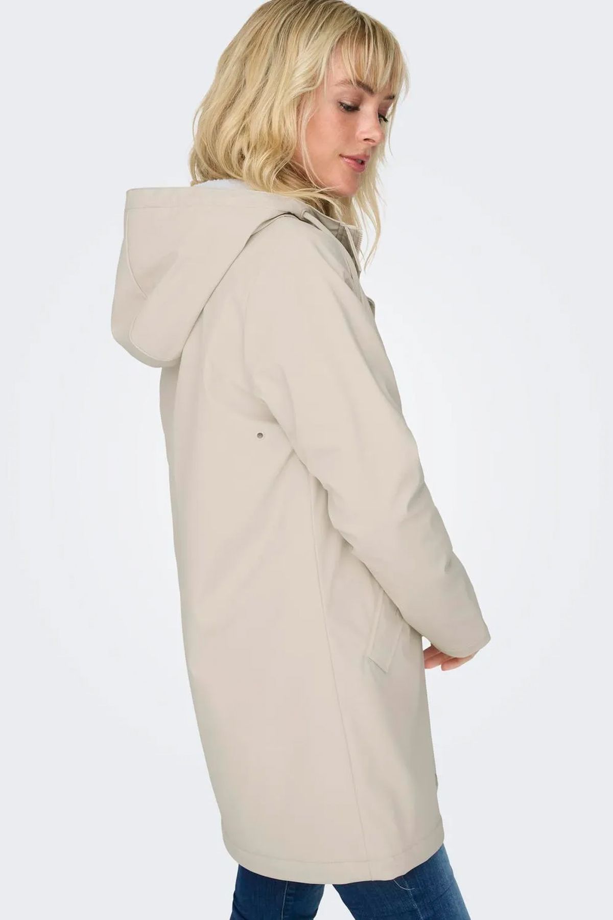 Only-Women's Hooded Fleece Raincoat Coat - 15206116 5