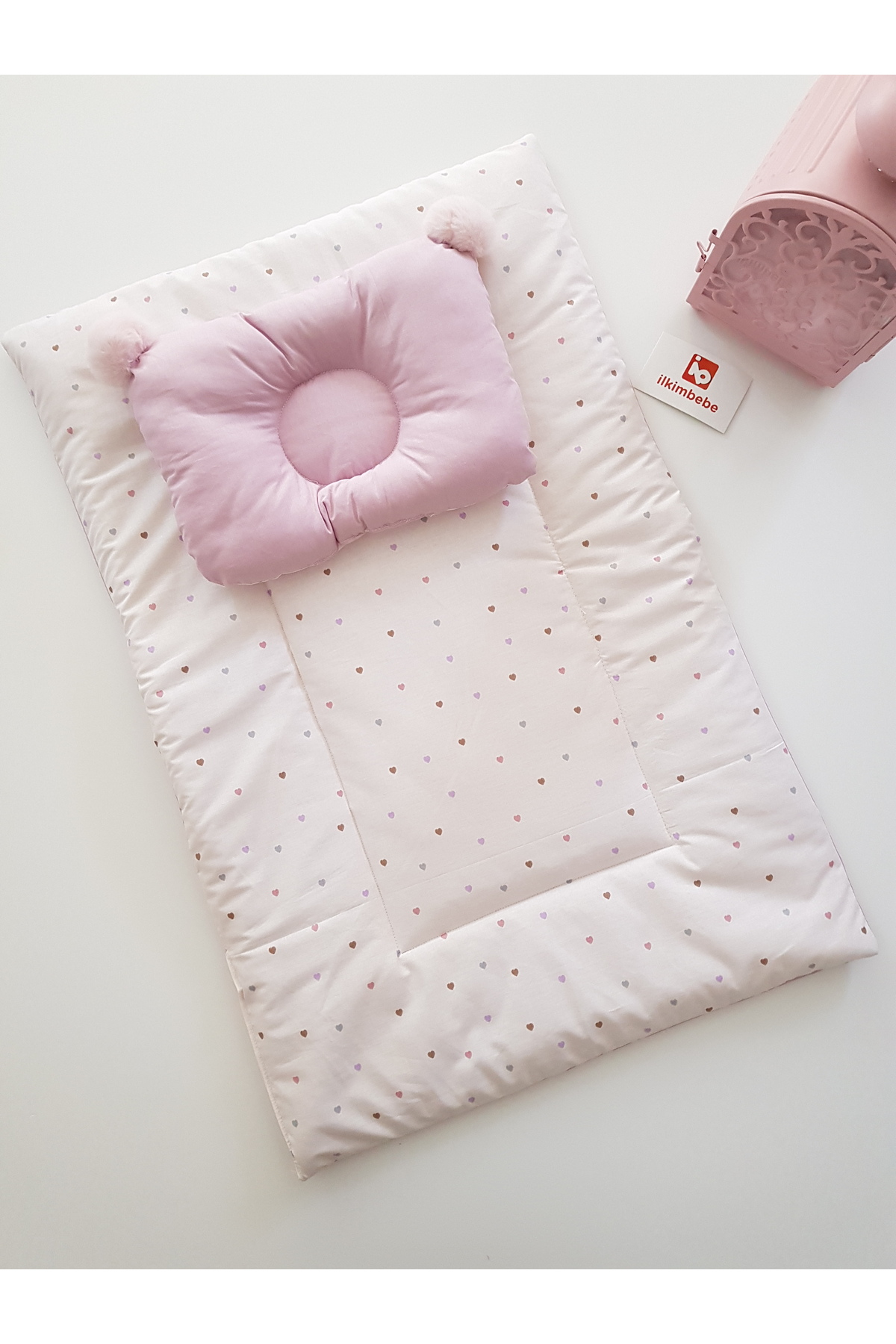 ib ilkimbebe Battaniyeli Bebek Alt Açma Seti, Minderi , Müslin, Bebek Yastığı, Yenidoğan, Beşik , Bebek Ürünleri fotoğrafı 4 (önizleme)
