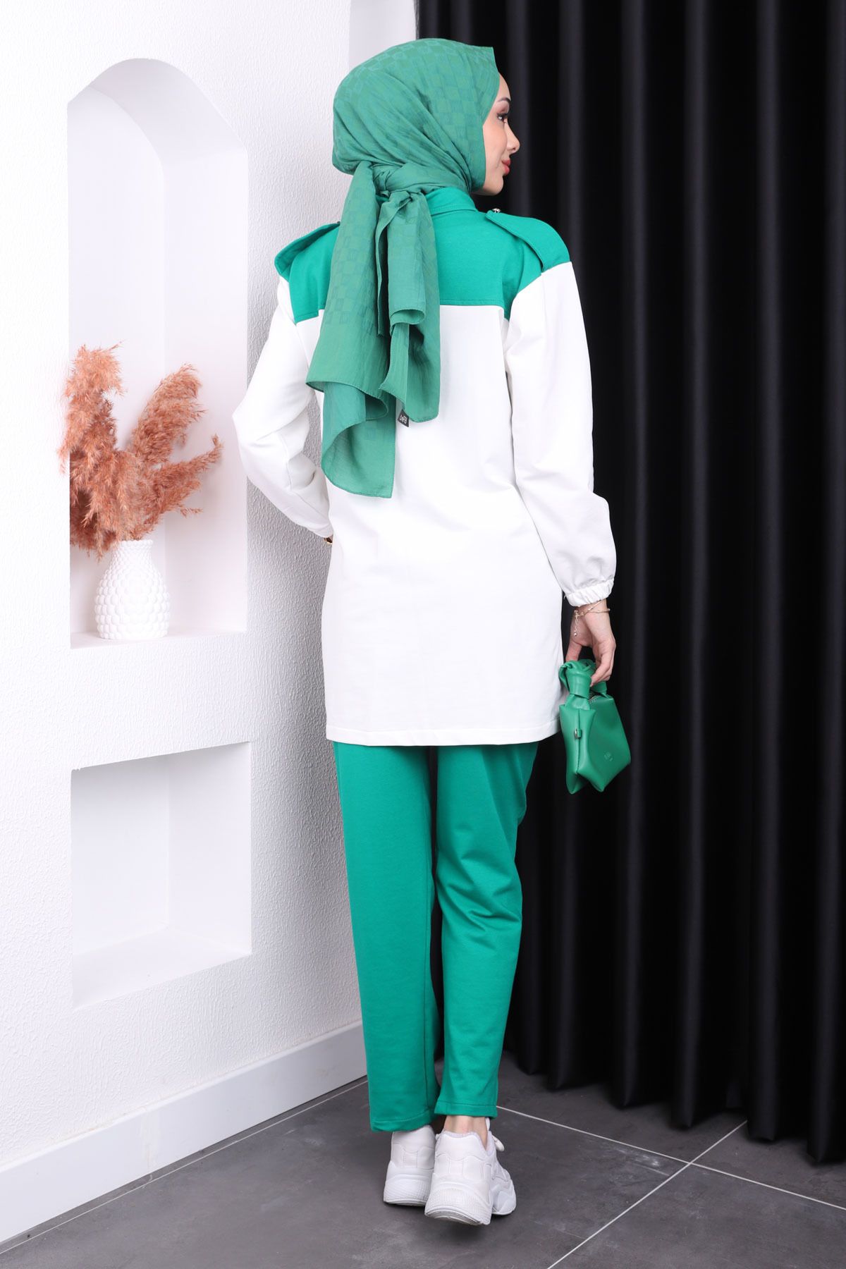 İmajButik-Emerald Green Zippered Trousers Two Thread Set 4