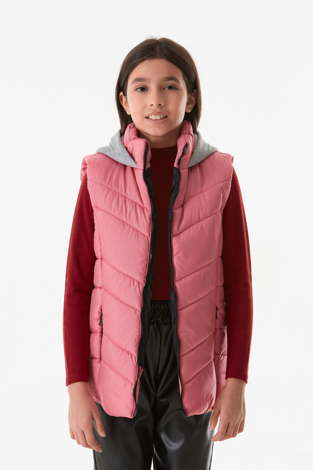 Fulla Moda-Pocket Zippered Hooded Girl's Vest 2