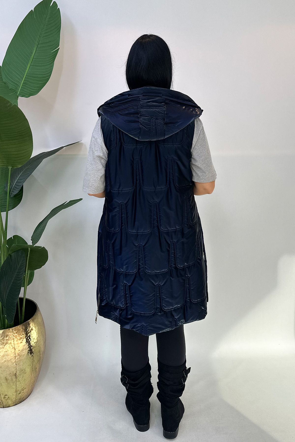 GÖKSEL-Large Size Vest with Pocket Detail - Navy Blue 2