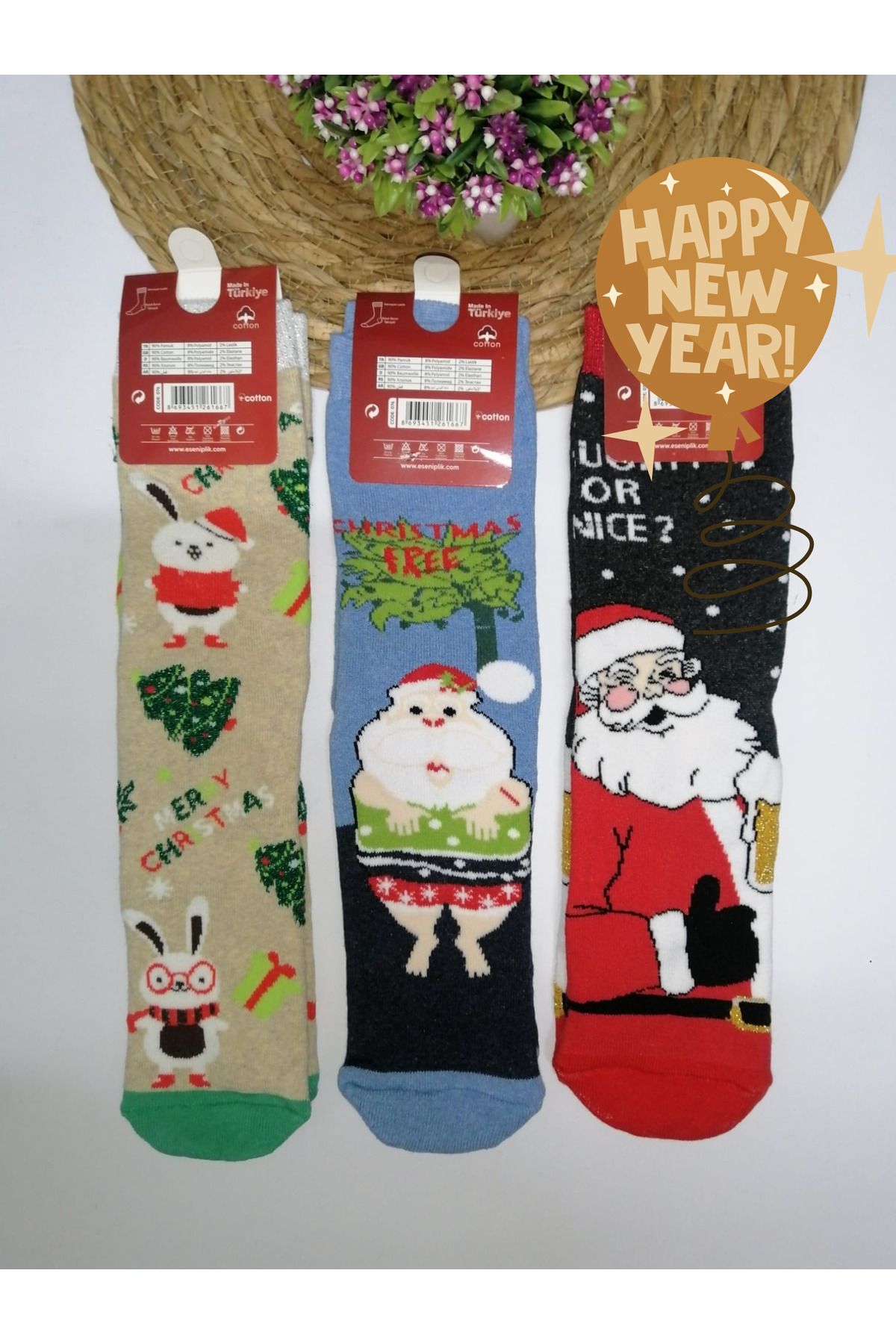 Skygo-Unisex 4 Pairs New Season 2025 Christmas and Christmas Socks Patterned and Colorful Socks Set Gift 1