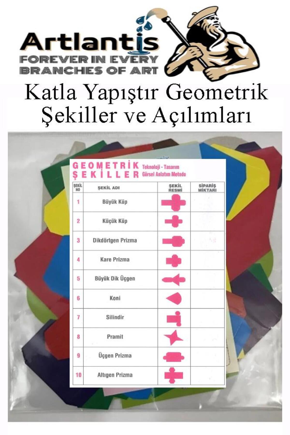 Artlantis Katla Yapıştır Geometrik Şekiller ve Açılımları Seti 1 Paket Geometrik Cisimler Proje Tasarım Okul S