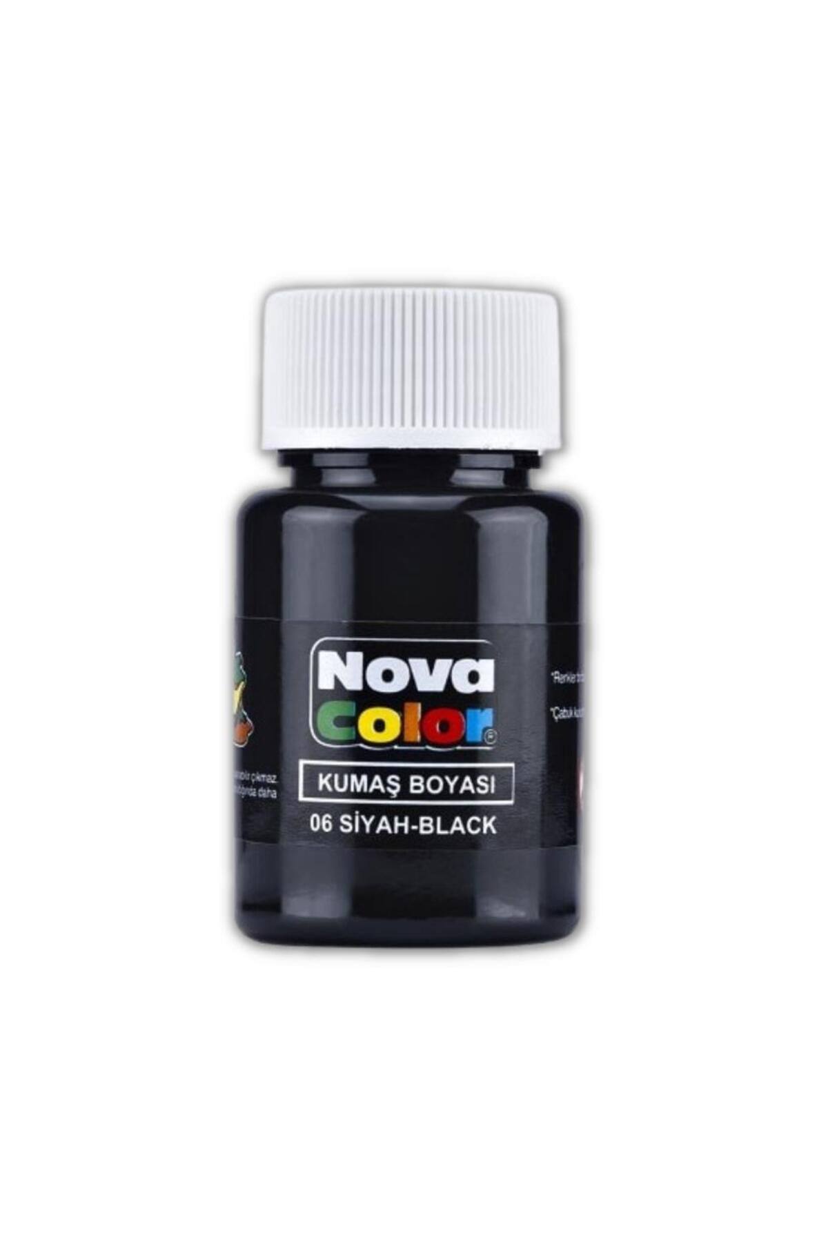 Nova Color Siyah Kumaş Boyası Tişört Çanta Tekstil Boyası 30 ml 1 Adet Kumaş Boyası Siyah 1 Adet