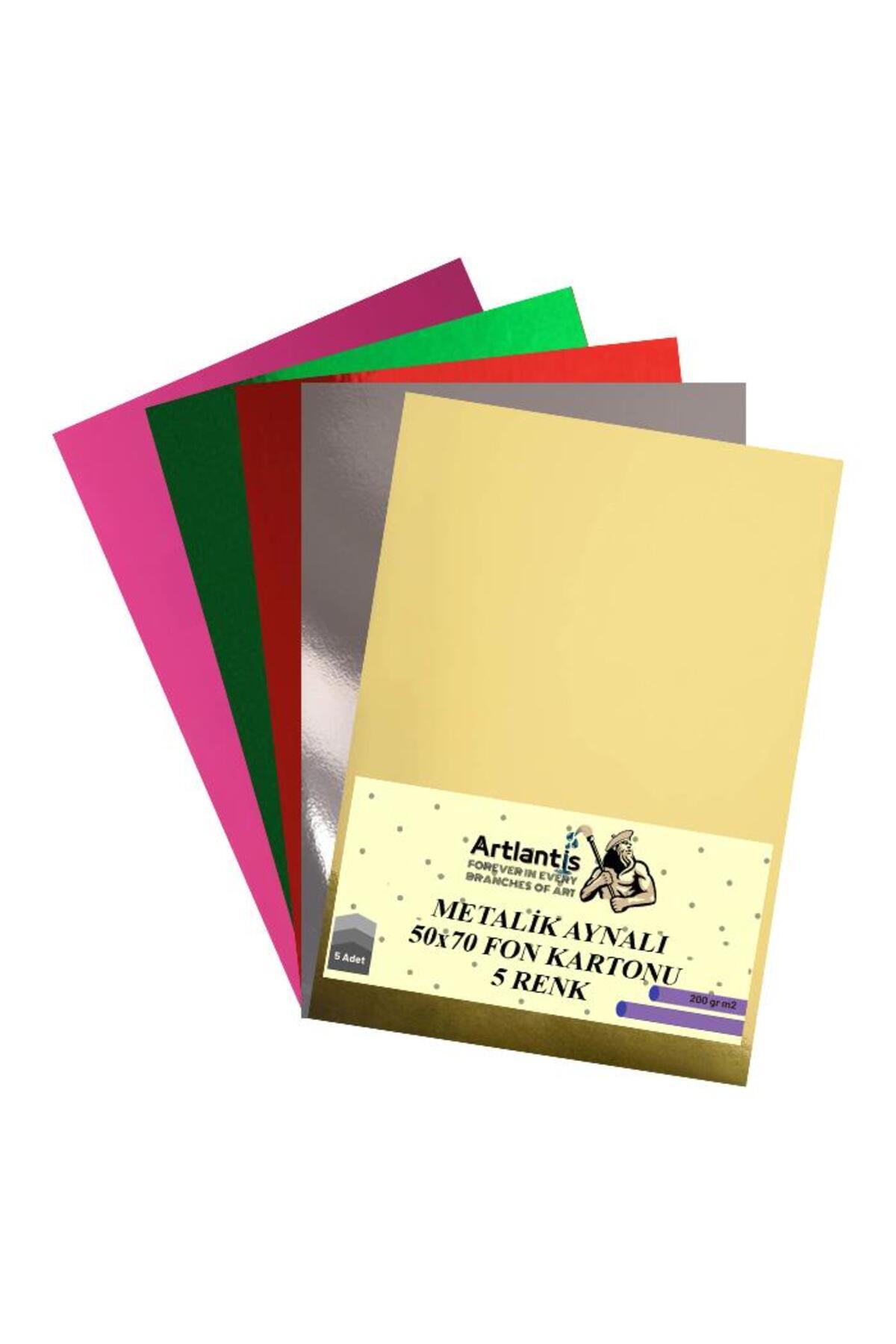 Artlantis Metalik Aynalı Fon Kartonu 50x70 5 Renk 1 Paket Aynalı Metalik Fon Kartonu
