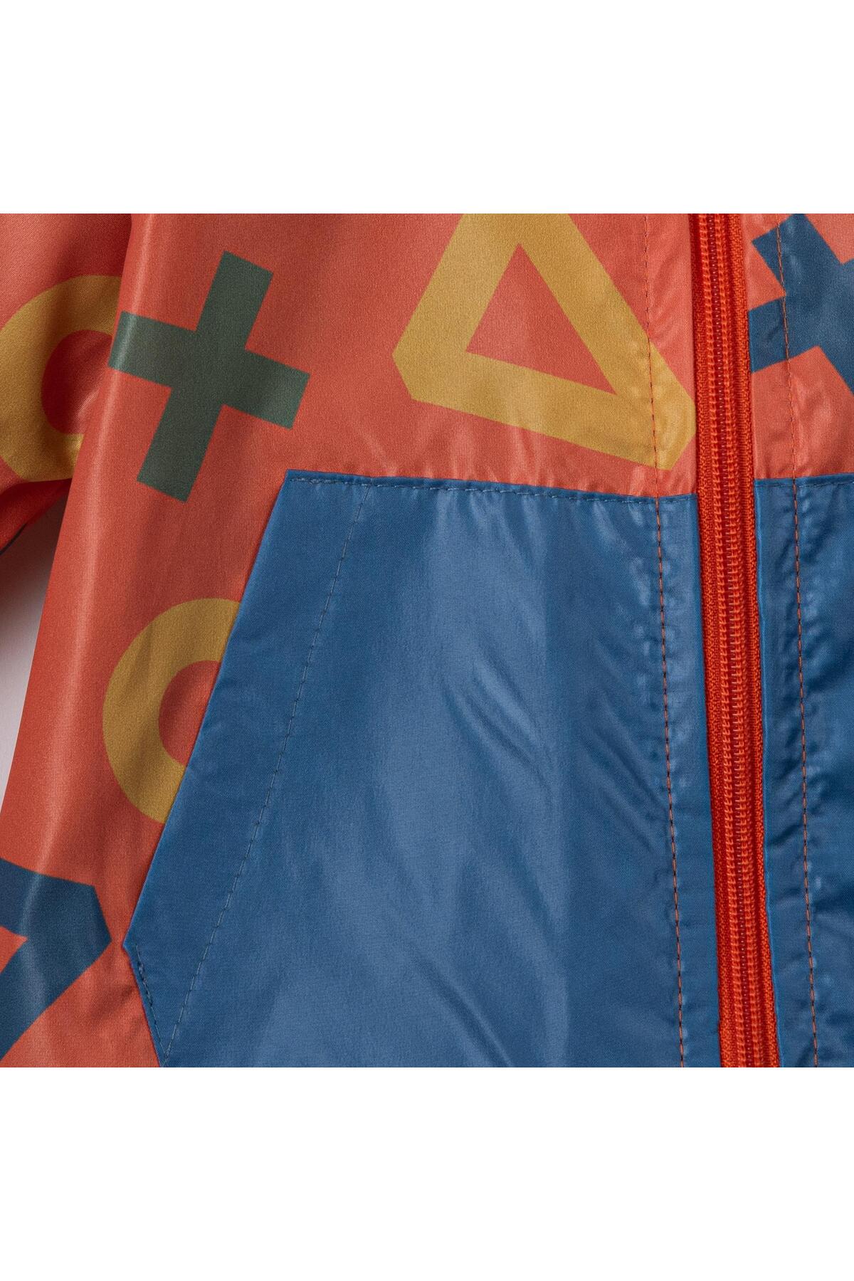 Lolons Geometrik Baskılı Erkek Bebek Yağmurluk Turuncu fotoğrafı 3 (önizleme)