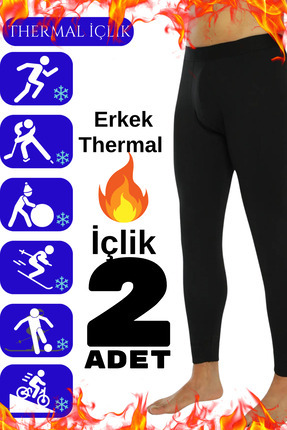 mrmpro Erkek 2’li Termal İçlik Siyah İçi Polar Kışlık Tayt