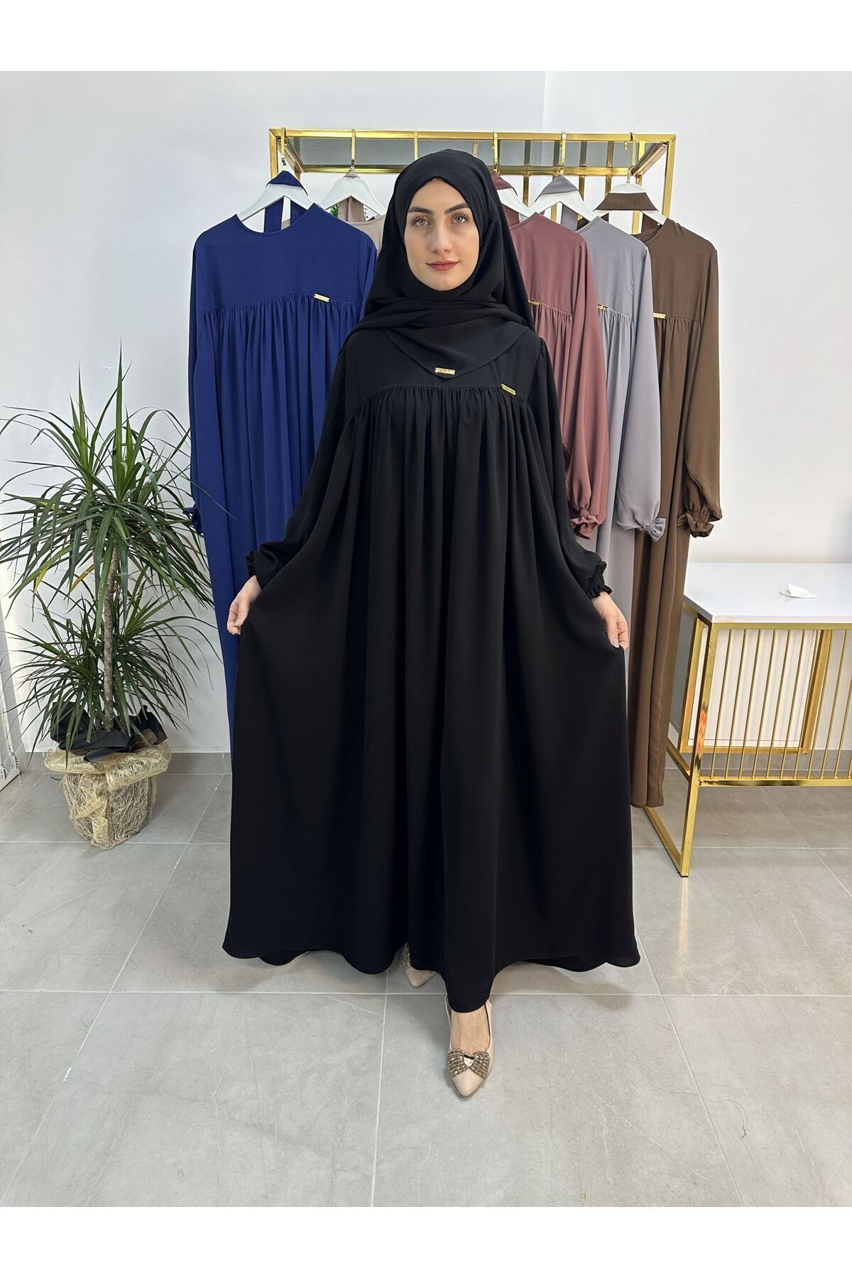 erasra class-Black Ferace and Abaya - Clothes Set with Scarf and Belt Top and Rogue for Hajj and Umrah 2