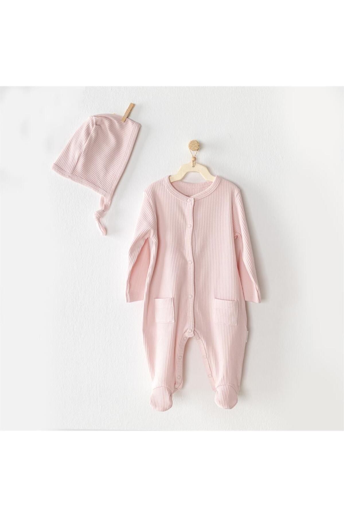 andywawa-Baby Jumpsuit Set with Hat and Button Detail 1