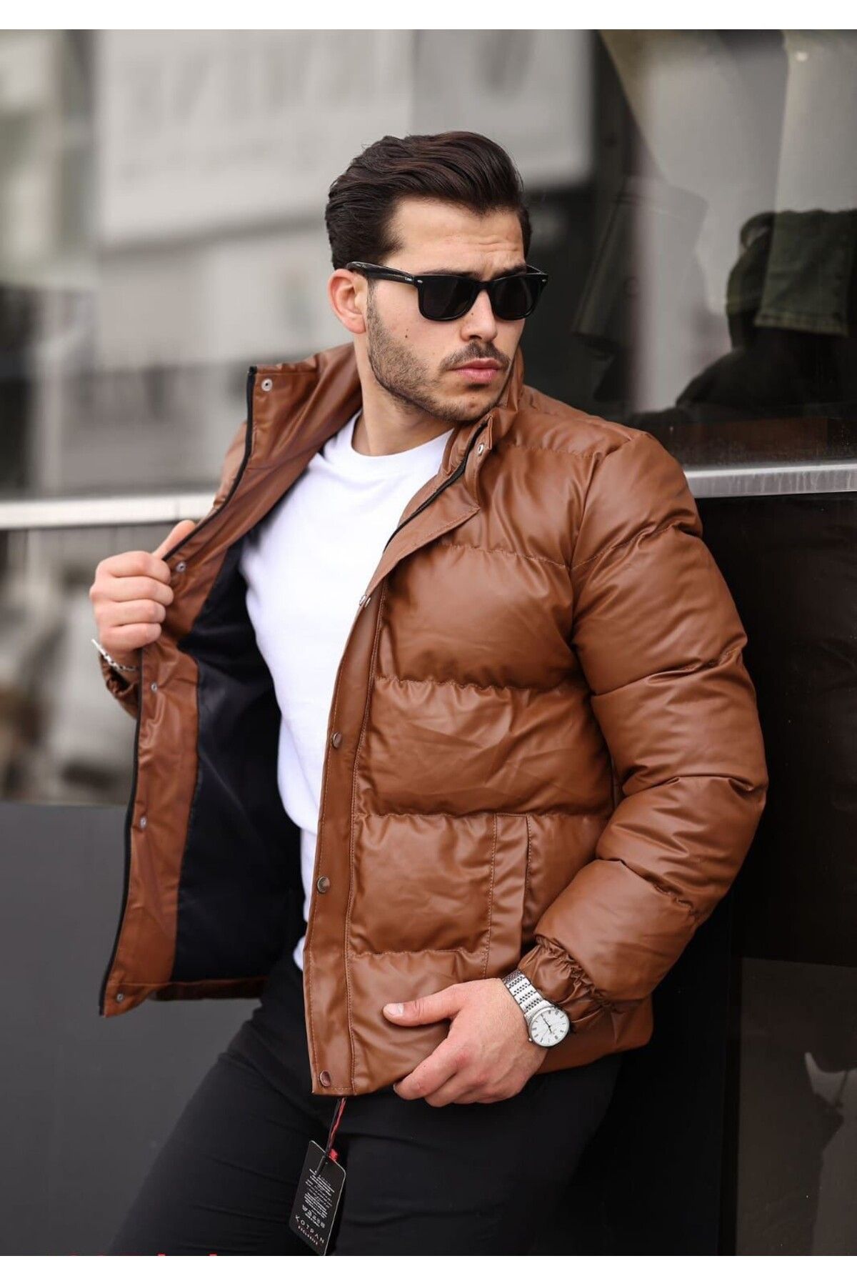 Street Park-2025 Season New Obando Lined - Thick Pinch Leather Coat with Inner and Front Pockets Spmnt104 1