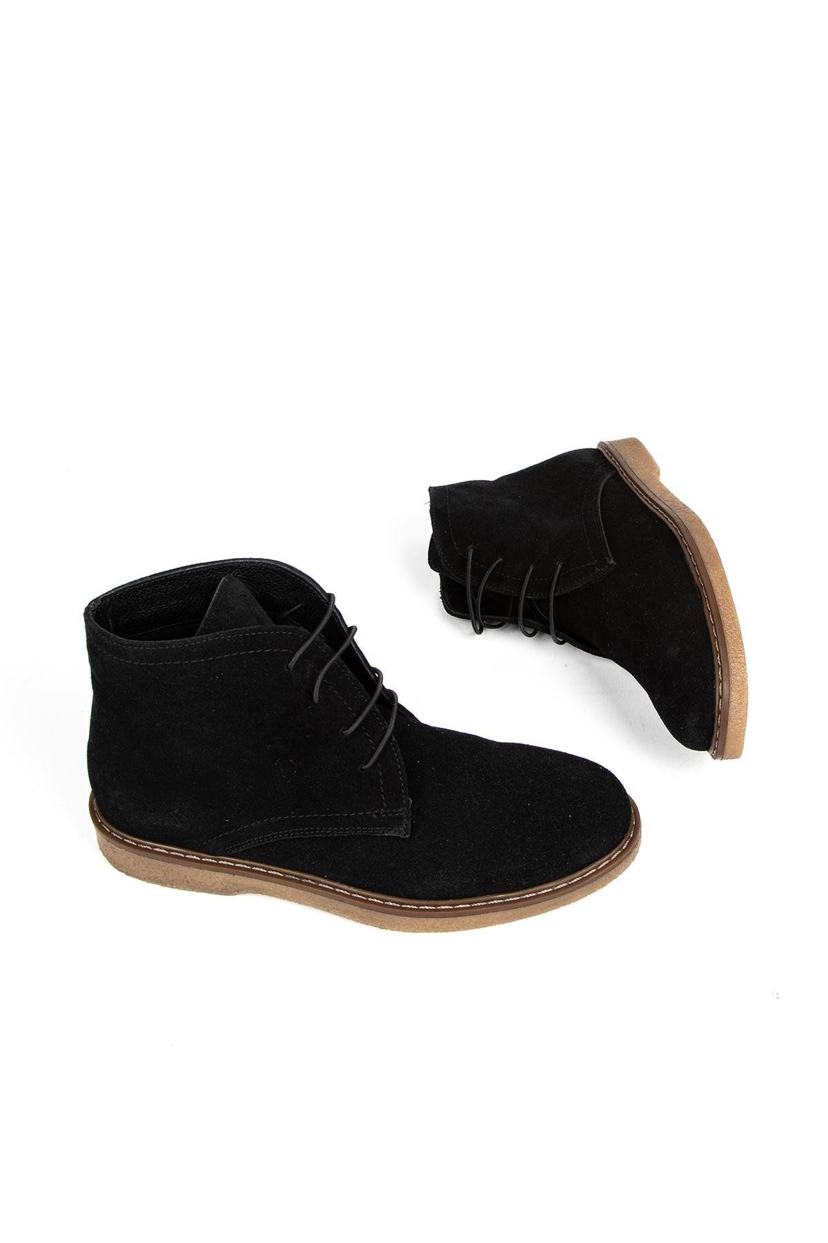 LA PASSION-Black Genuine Suede Women's Boots - Laced Non-Slip Sole 8