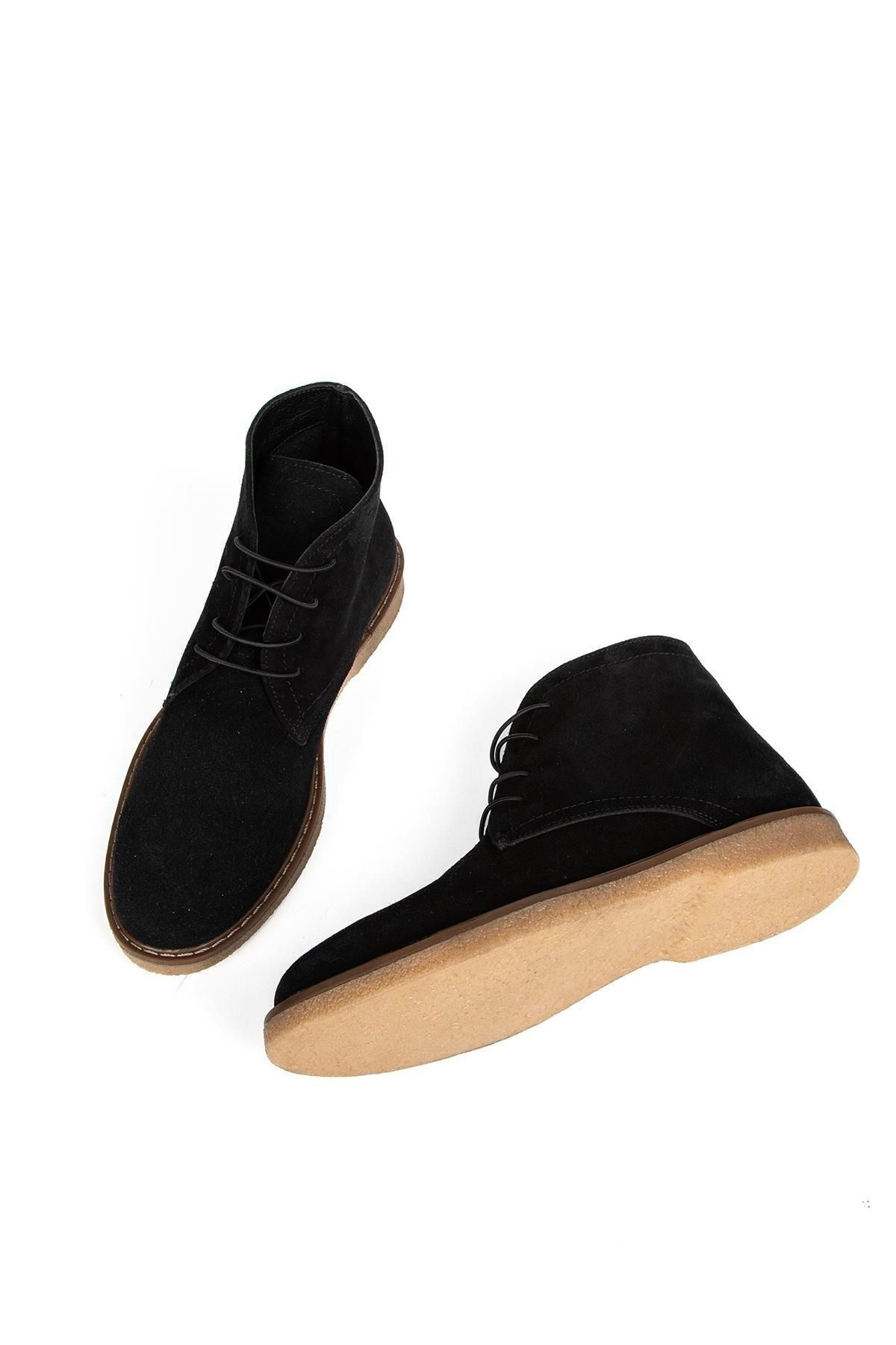 LA PASSION-Black Genuine Suede Women's Boots - Laced Non-Slip Sole 7