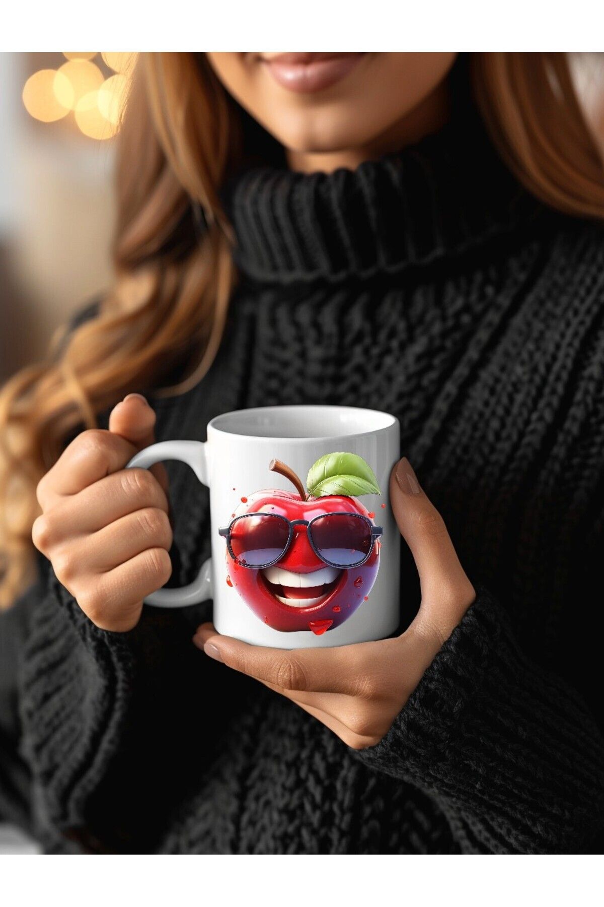 V&T Kurumsal Meyve Emoji Şeklinde 3 Boyutlu Tasarım Seramik Kupa Mug - Hediyelik Kupa Bardak