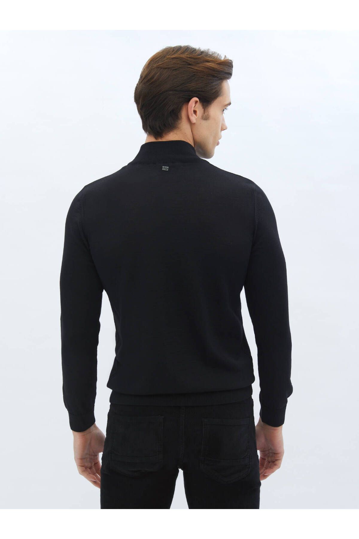 Kip-Black Half Turtleneck Plain Knit Wool Blend Knitwear 6