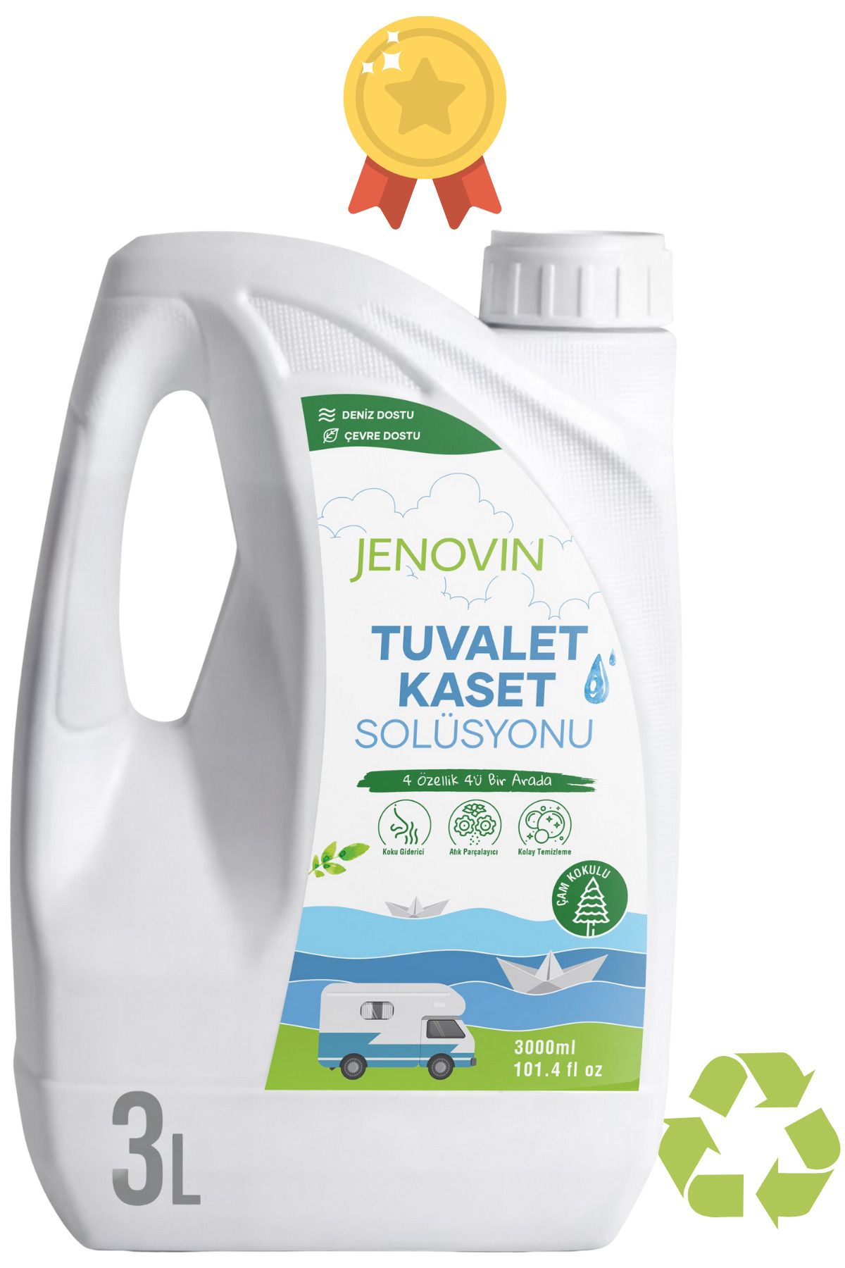 Jenovin Ölçek Hediyeli - Doğa Dostu Çam Aromalı Karavan Wc Kimyasalı 3l