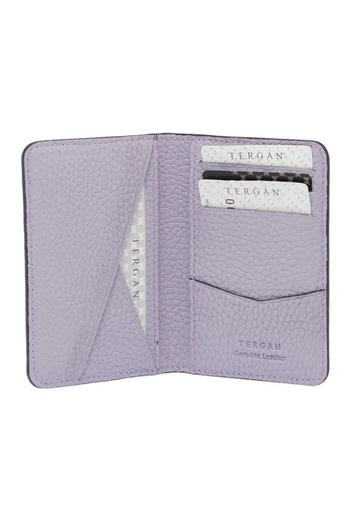 Tergan-Purple Leather Unisex Credit Card Holder - S1KK00001645-P5M 2