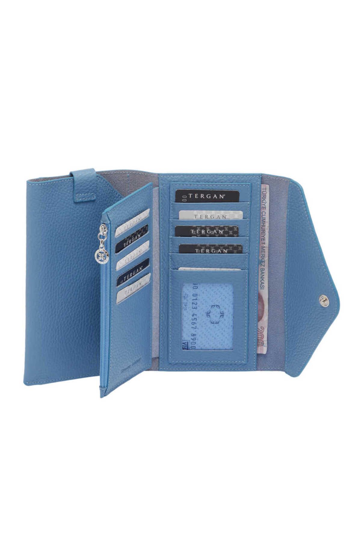 Tergan-Blue Leather Women's Wallet. - S1Cb 00005811 -C43 4