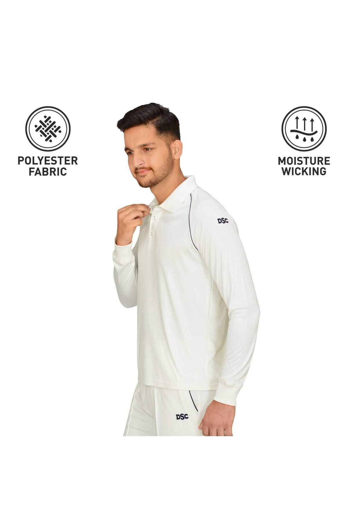 DSC-Atmos Polyester Sleeve Cricket T-shirt (WHITE/NAVY, SIZE 30) | Stylish, Lightweight, Comfortable 2