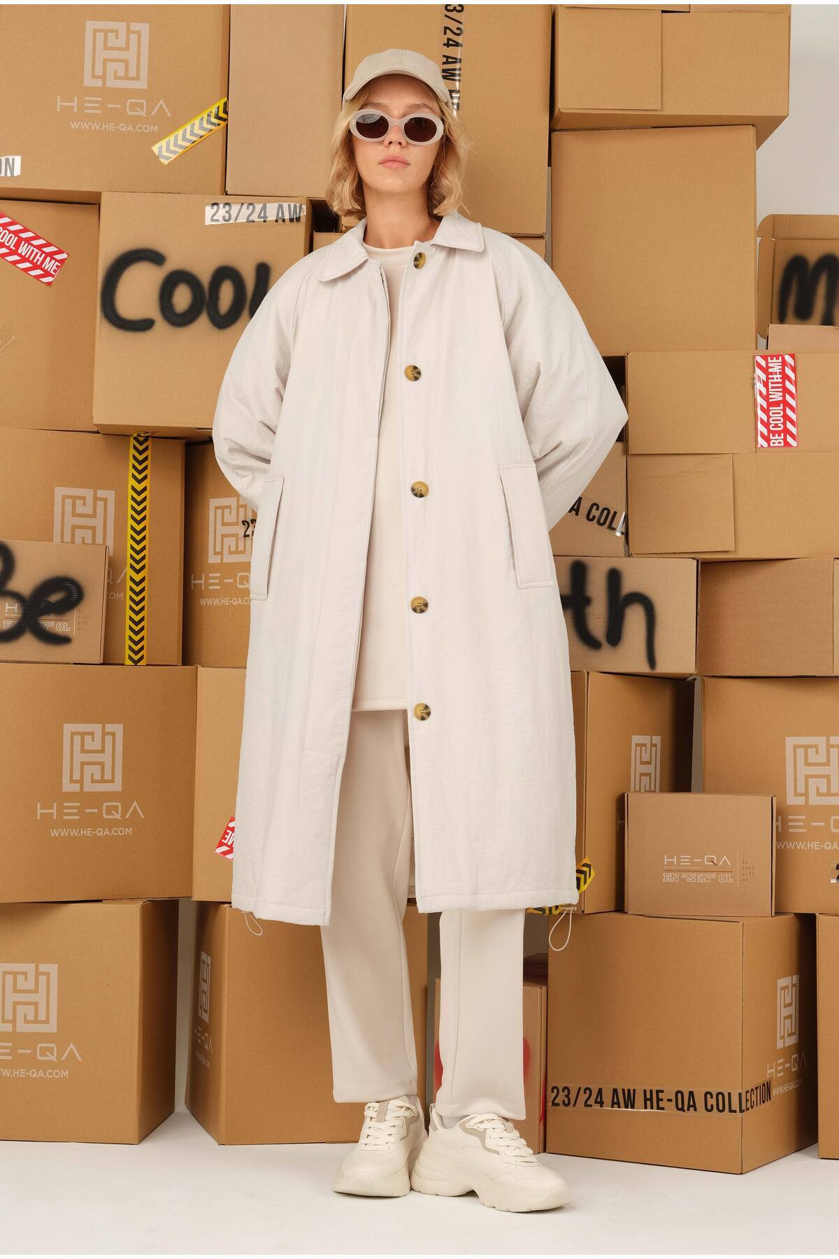 HEQA-Lined Quilted Coat Ecru 5