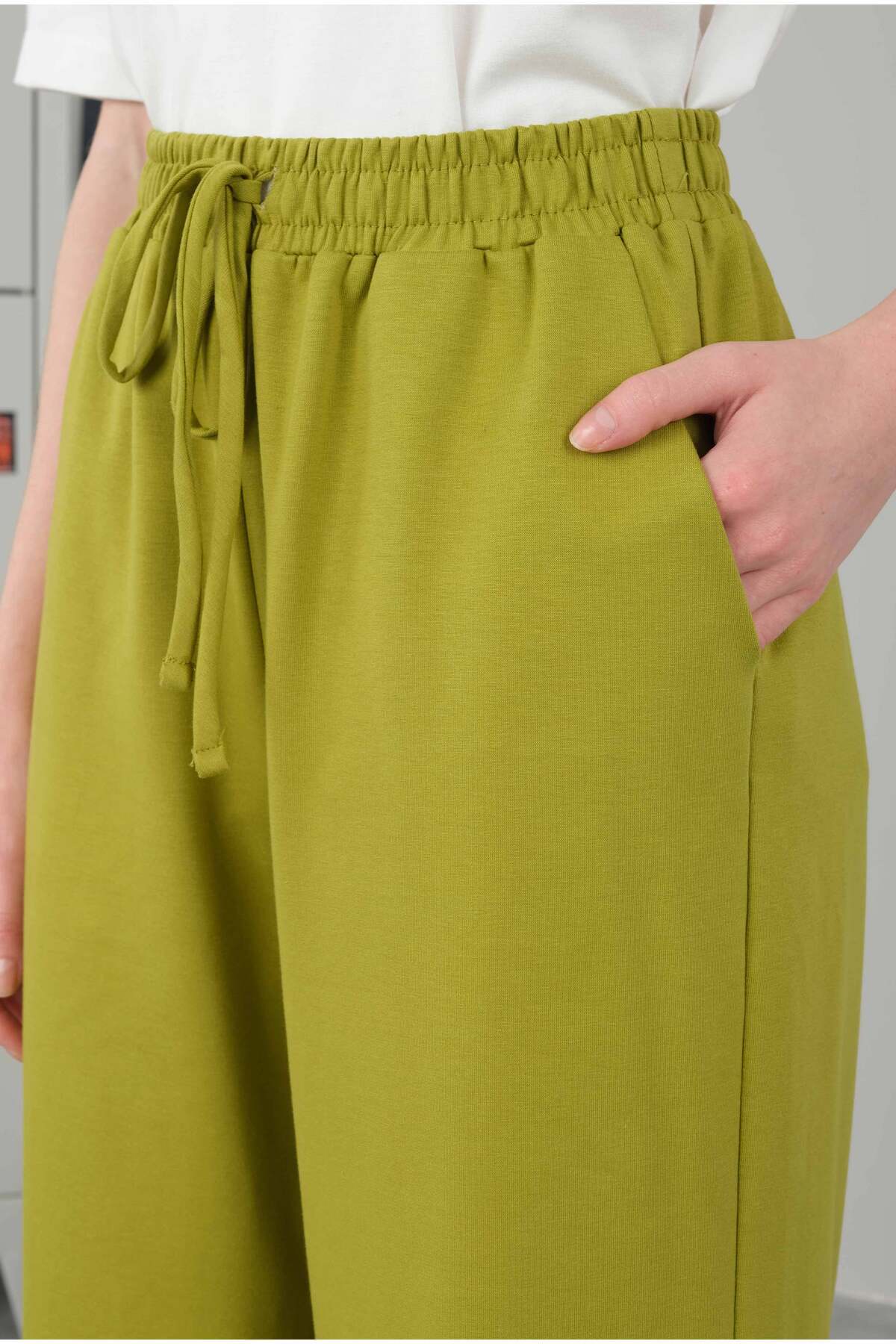HEQA-Pantaloni de sport verde fistic până la gleznă 3