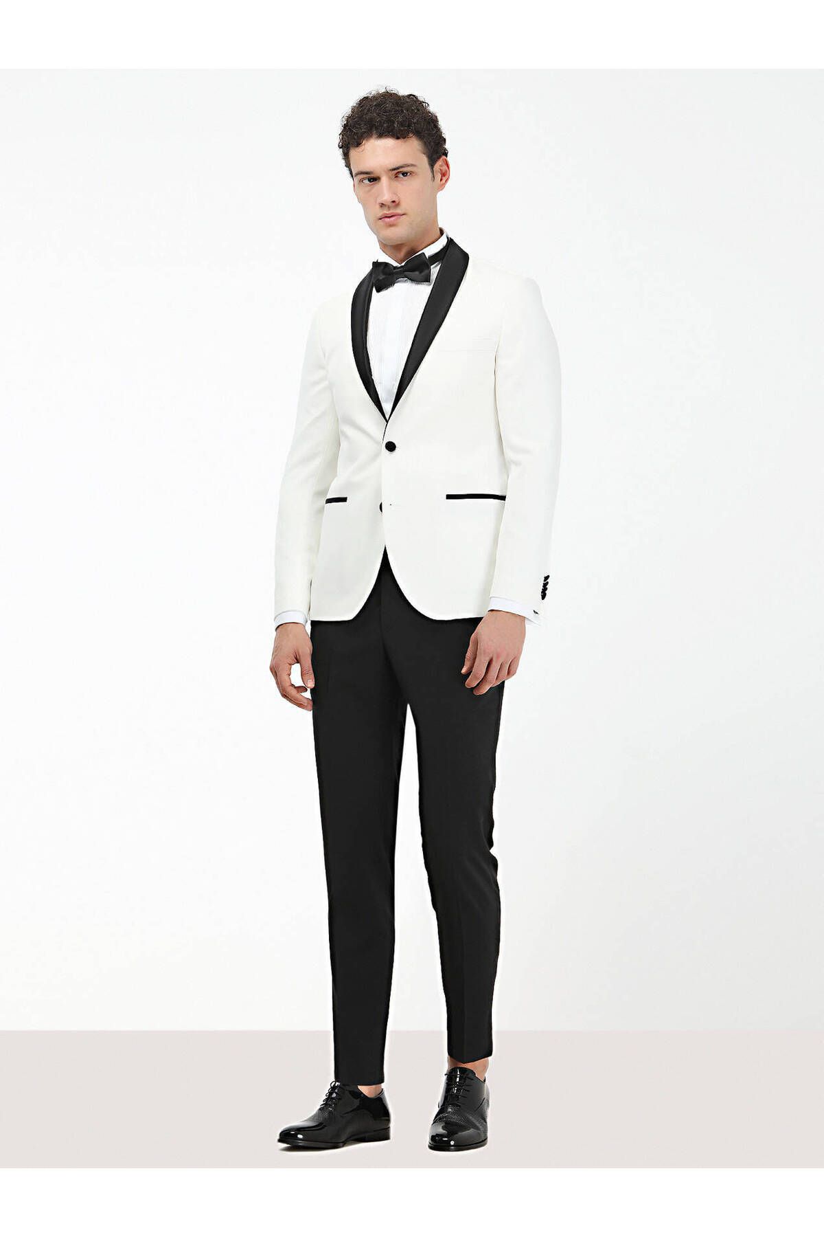 Kip-Ecru Slim Fit Shawl Collar Tuxedo Suit 2