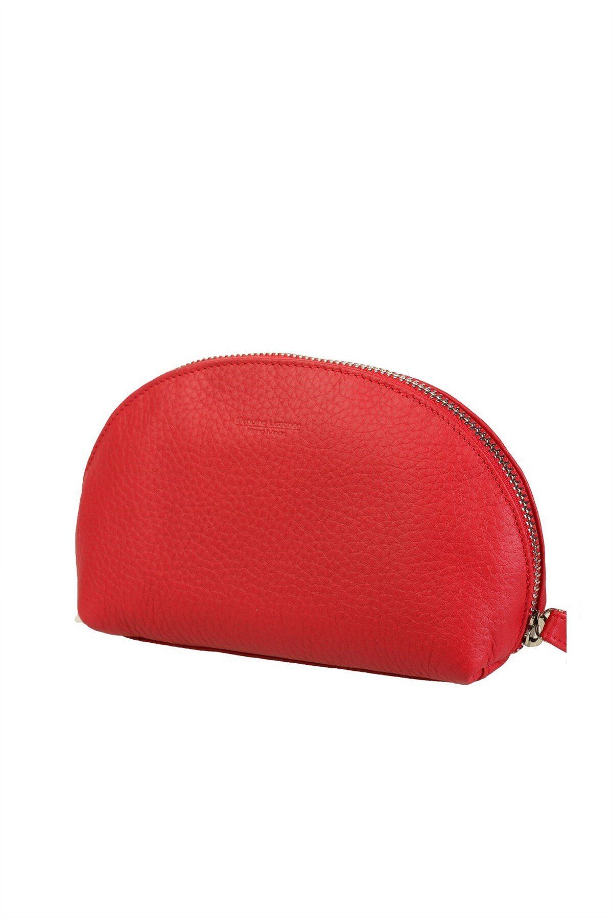 Deriderim-Red Portable Genuine Leather Handbag with Mirror 1