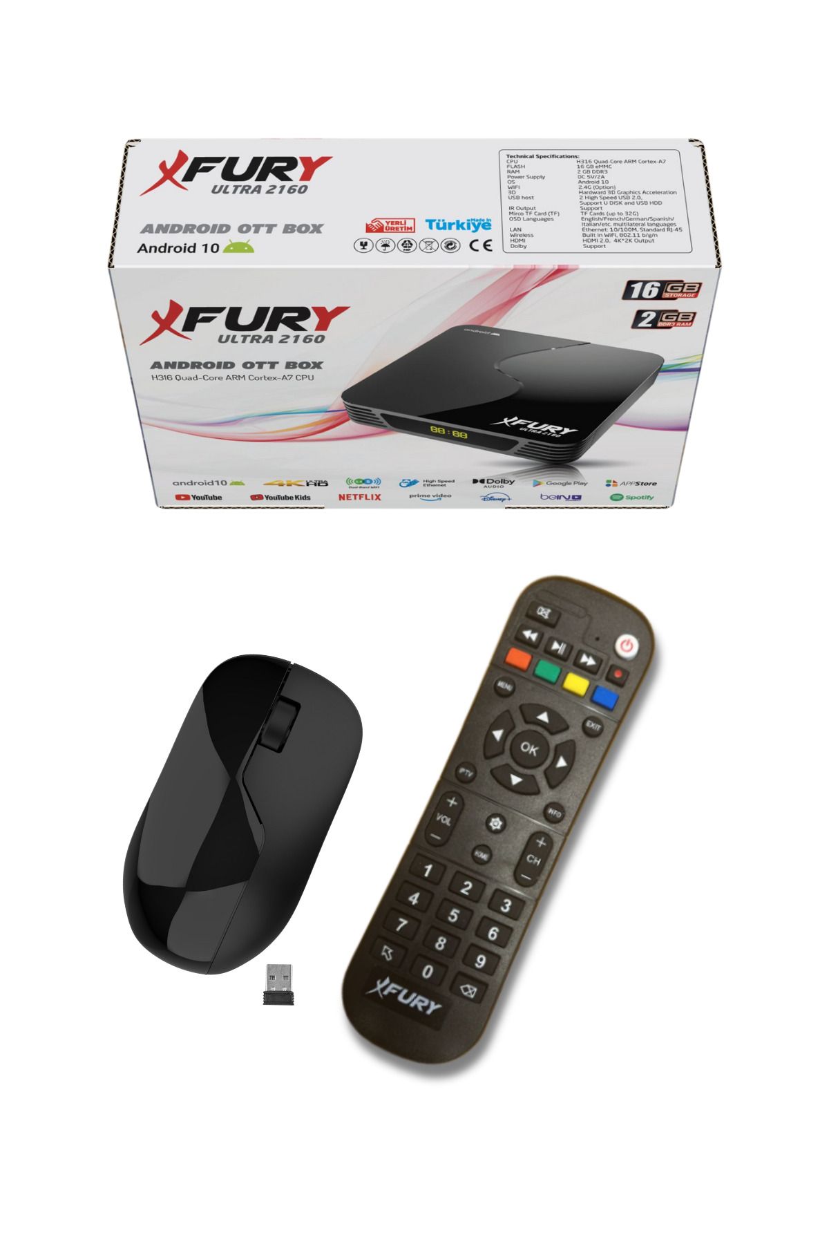 FURY-Ultra 2160 2GB Ram Android TV Box Media Player + ماوس لاسلكي 8