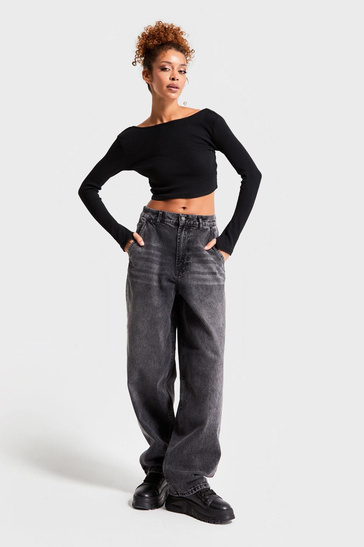 its basic-Women's Dark Smoked Skater Pants - 17W473, 100% Cotton Denim 2