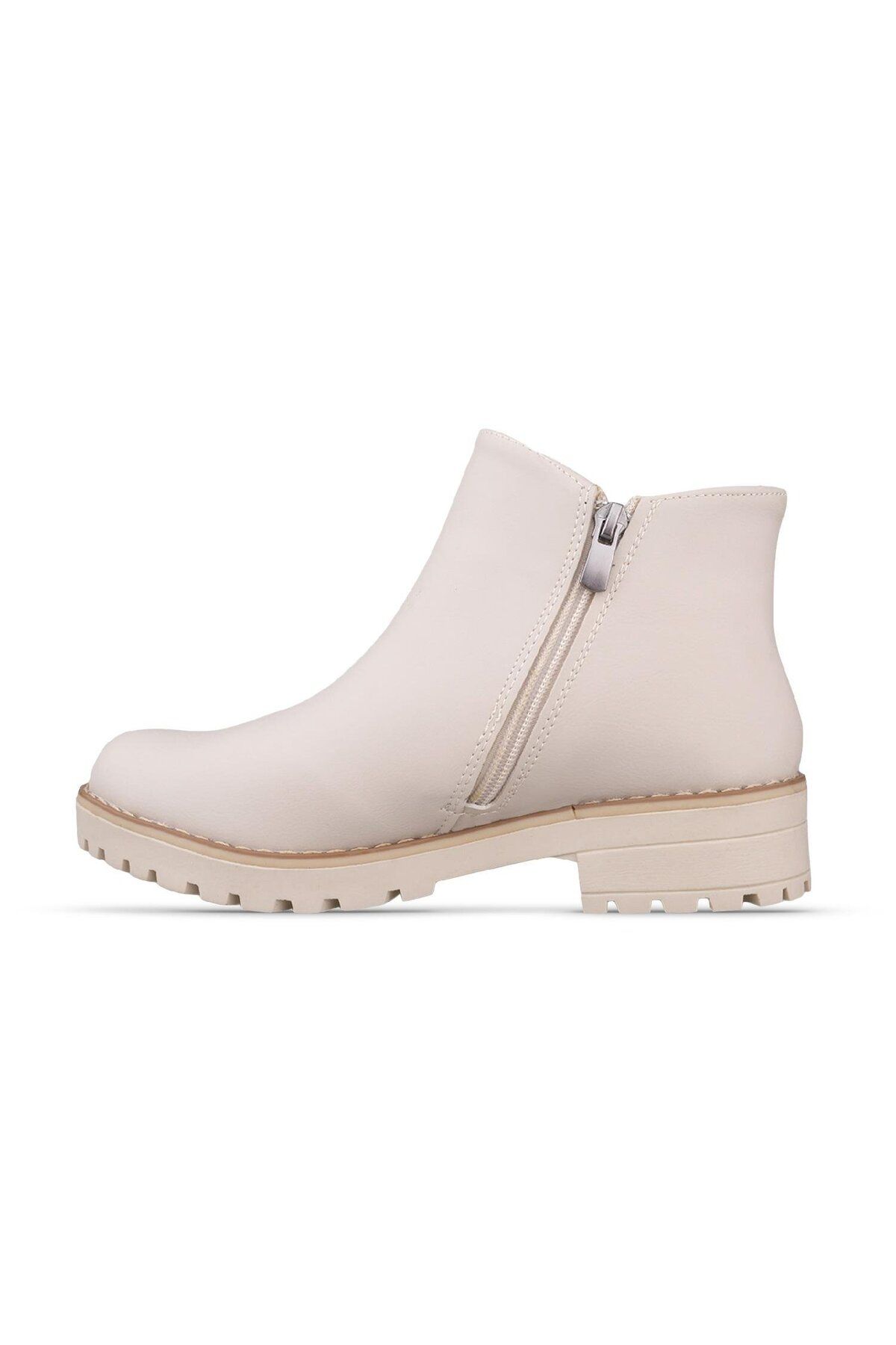 M.P.-Women's Zippered Beige Casual Boots 2