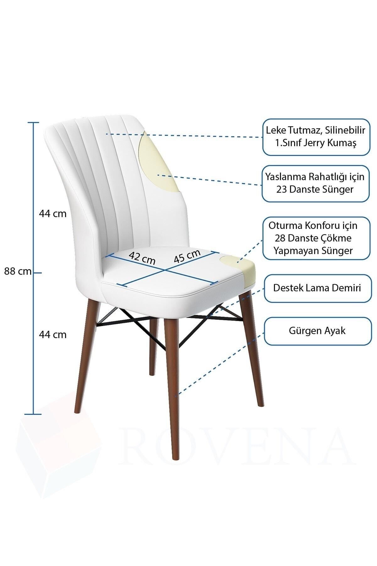 Rima Barok Desen 70x110 Mdf Sabit Yemek Masası Takımı 4 Adet Sandalye-4
