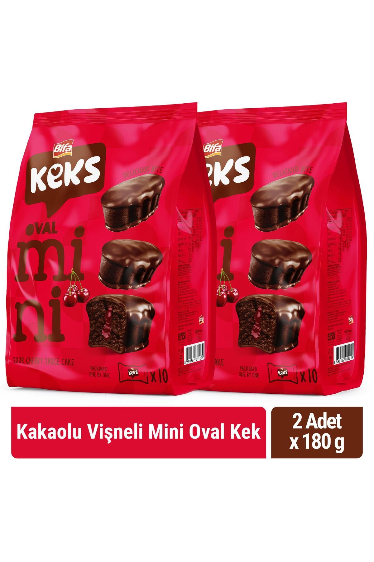 BİFA KEKS Bifa Keks Mini Oval Kek Kakaolu Vişneli 180 gr X 2 Adet