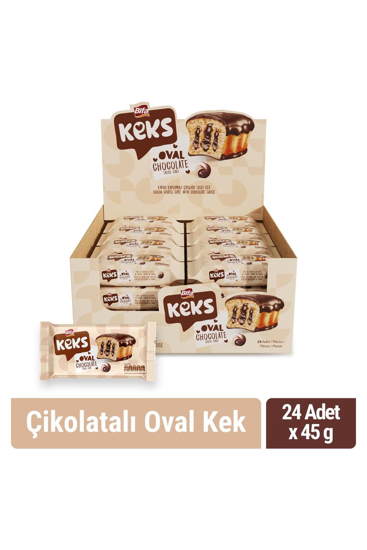 BİFA KEKS Bifa Keks Oval Kek Çikolatalı 45 gr x 24 Adet