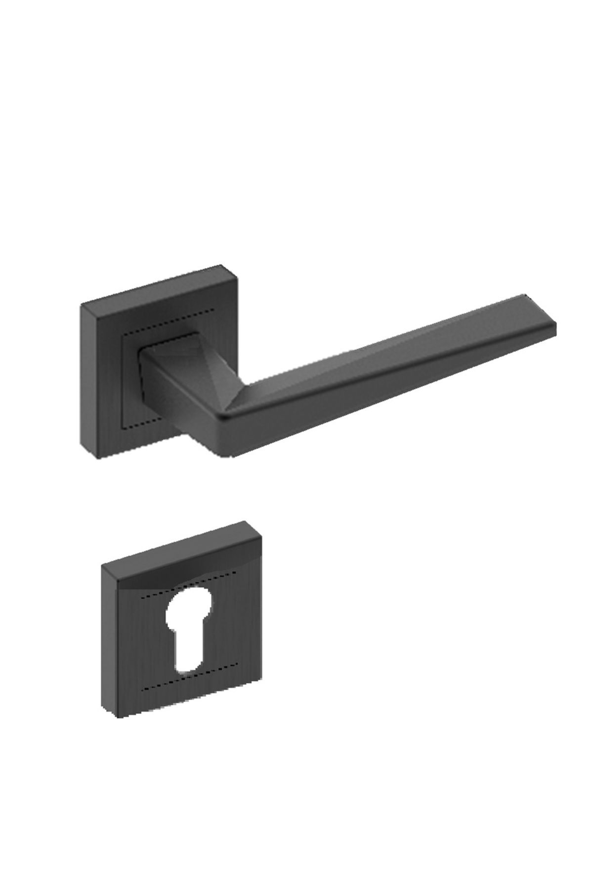 ALMITAL Wish, Mâner Ușă Cameră, Insigne Pătrate, Antracit, Aluminiu, Set - One Size
