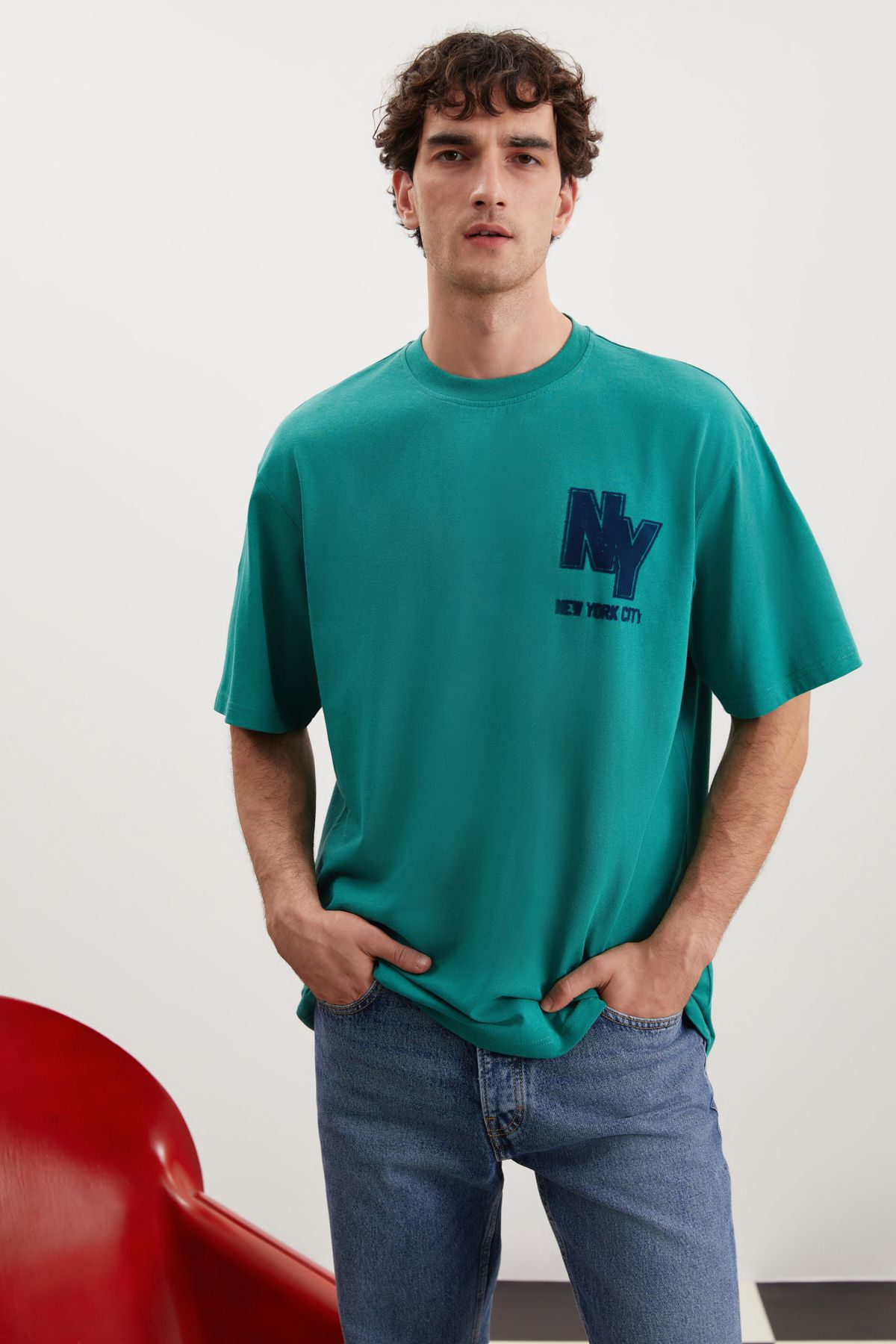 GRIMELANGE-Melvin Relaxed Green T-shirt 5