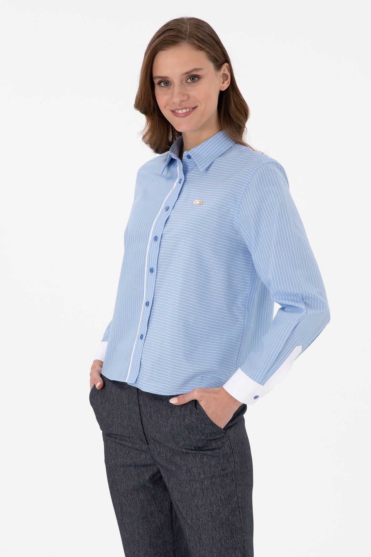 U.S. Polo Assn.-Women's Light Blue Long Sleeve Shirt 50289993 -Vr003 1