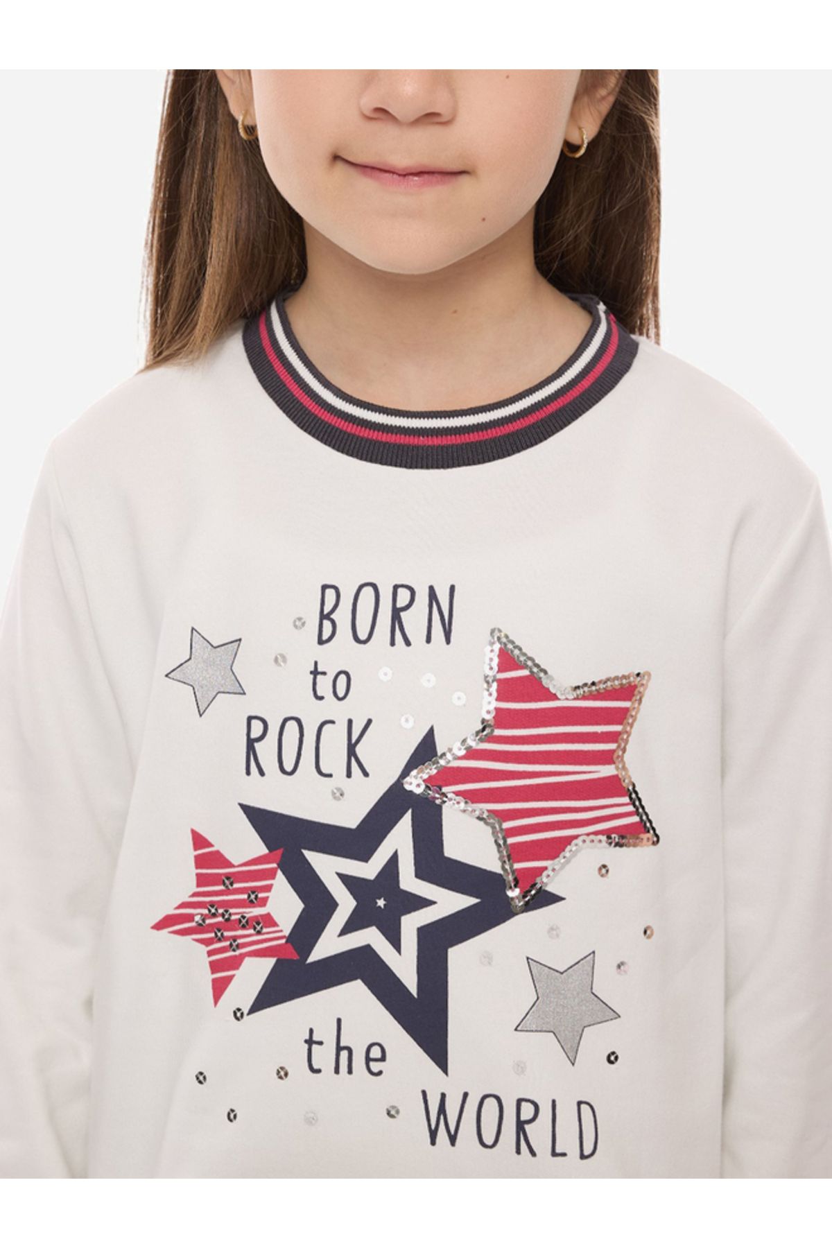 Victor and Jane By Styli-Graphic Print Sweatshirt & Stars Prints Flared Leggings Set 6