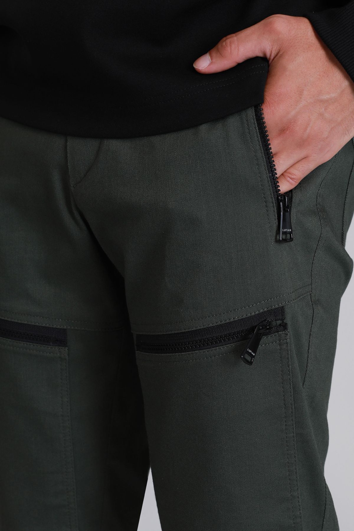 Lufian-Zelené Slim Fit športové pánske chino nohavice Anatol 3