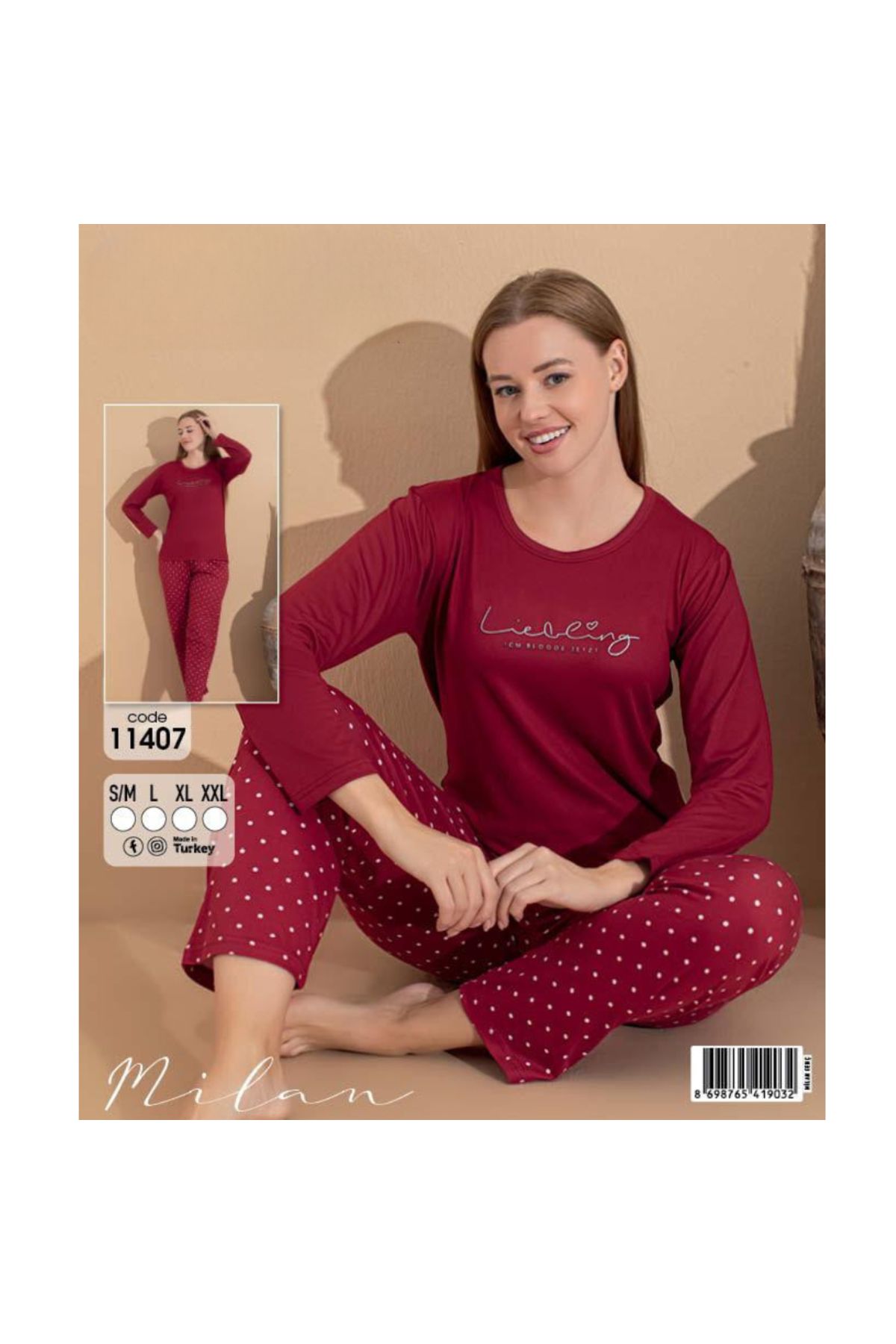 Pijamoni-Comfort and Elegance Together! Polka Dot Soft Pajama Set-Evaavm 1