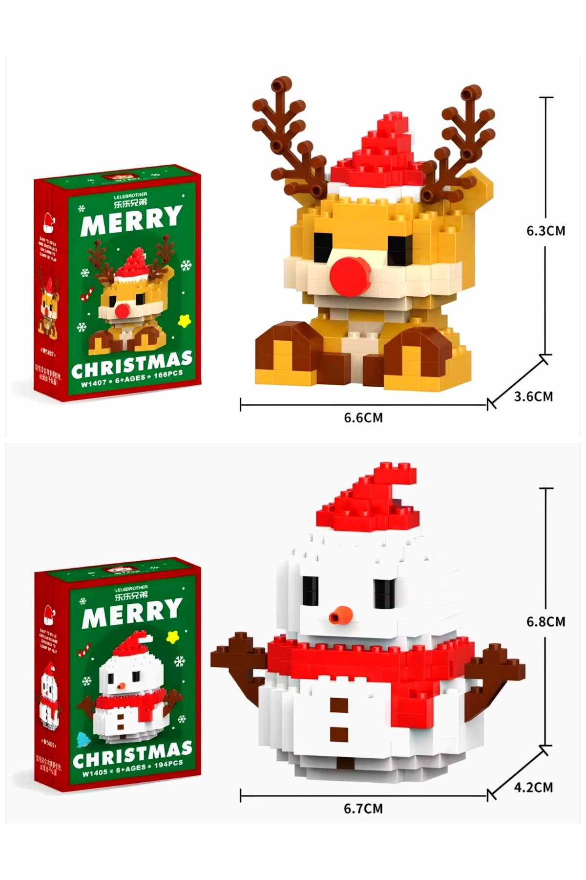 Dek Toy Store BRİCKS Yılbaşı Özel Seri Geyik - Kardan Adam Figür 3D puzzle Yapboz KUTUSUZ hobi Süsleme Koleksiyon