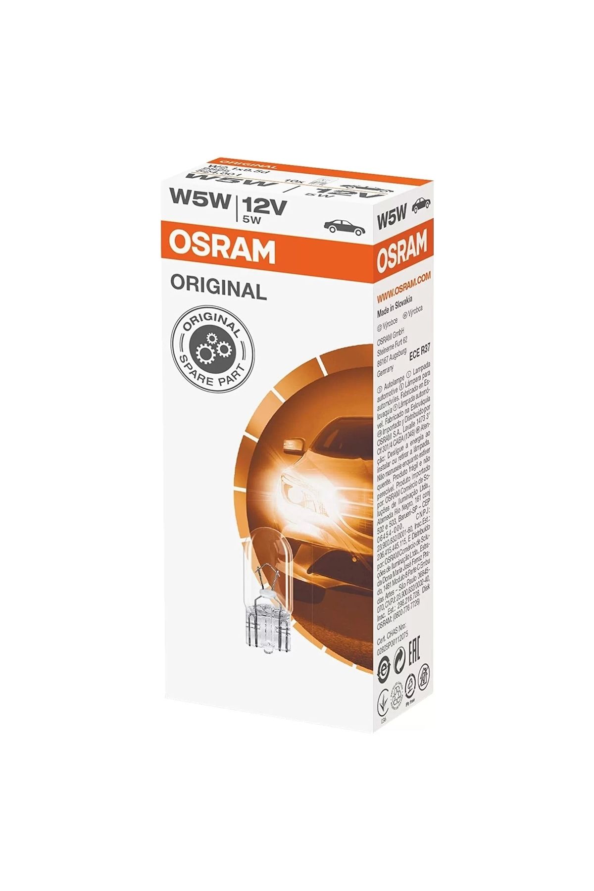 Osram 2825 W5w T10 Dipsiz Ampul 12v 5w 10 Adet