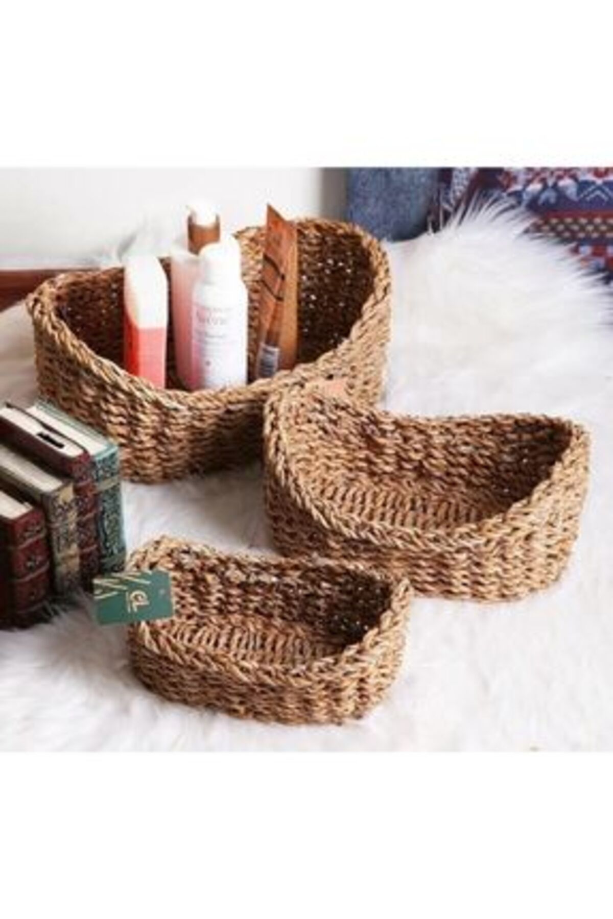 NOVAFACE-Std 3-Pack Wicker Basket Organizer - Multipurpose, Decorative, Classic 1